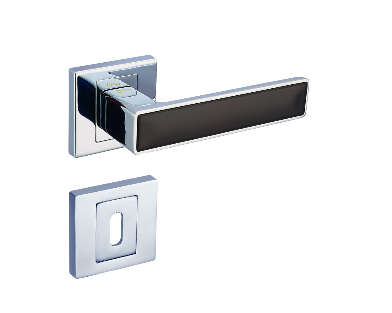 Infinity Line Concept KCK 700/200 Chrom/Schwarz - Türgriff auf quadratischer Rosette