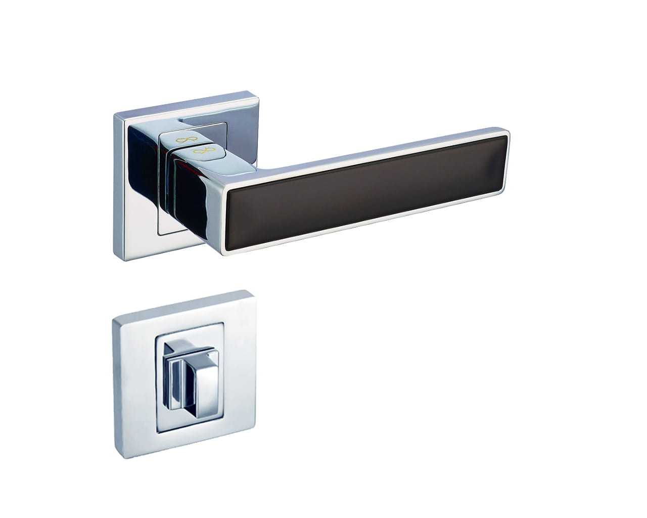 Infinity Line Concept KCK 700/200 Chrom/Schwarz - Türgriff auf quadratischer Rosette
