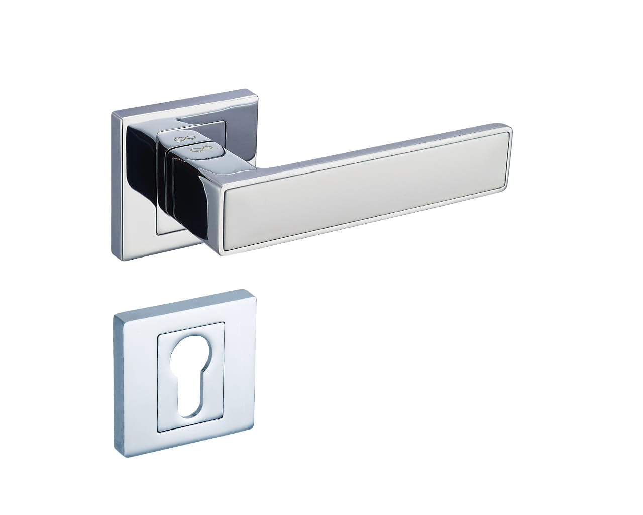 Infinity Line Concept KCK 700/800 Chrom/Weiß - Türgriff auf quadratischer Rosette