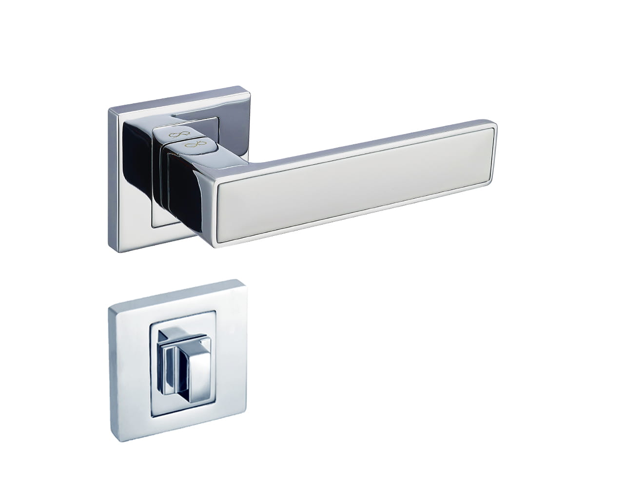 Infinity Line Concept KCK 700/800 Chrom/Weiß - Türgriff auf quadratischer Rosette