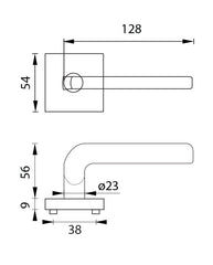 MP -Ausstattungen Daniela HR Edelstahl - Türgriff auf quadratischer Rosette aus Edelstahl gemacht