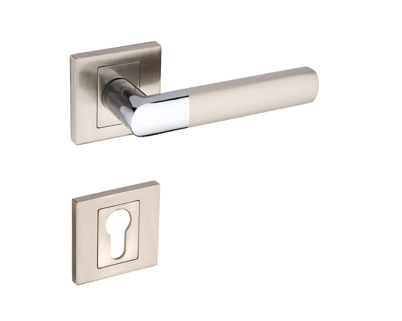 Torino KTR 100K Chrome/Satin - Door Handle on a Square Rose