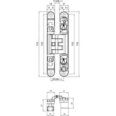 Hidden door hinge KUBICA K2460 - black