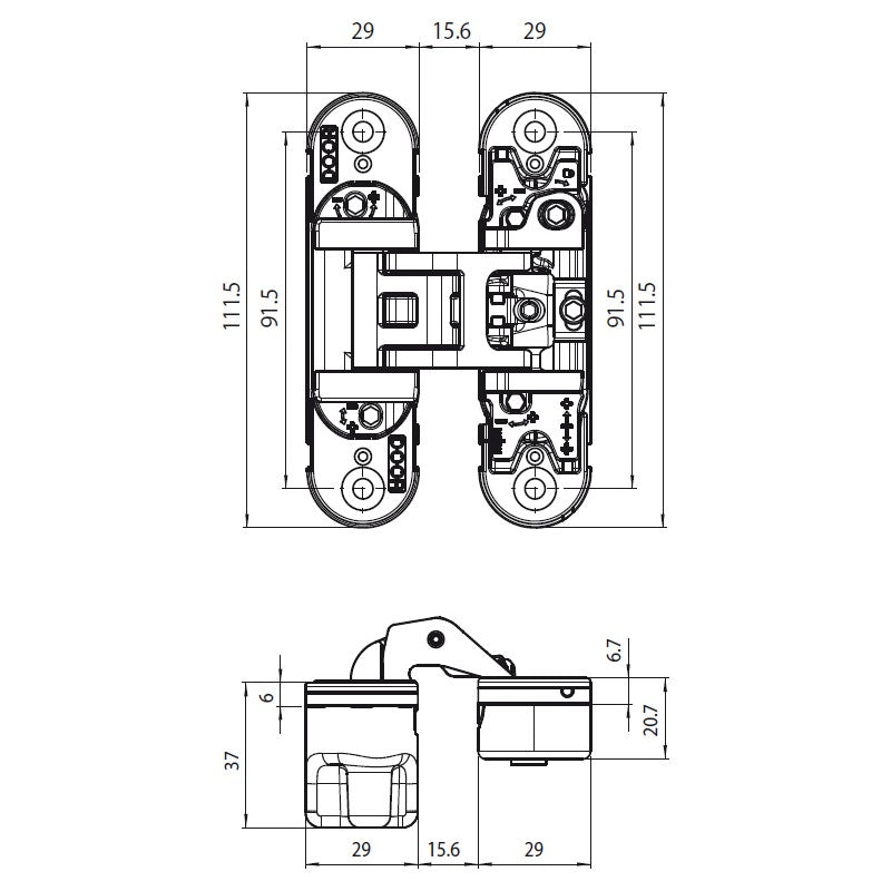 Hidden door hinge KUBICA K6700 - gold mat