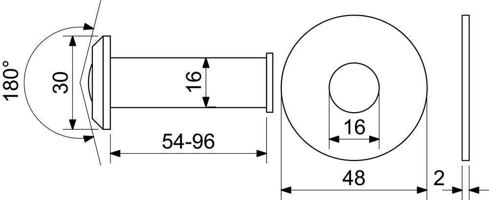 Türspion mit Montagepad RVW.54-96 Nickel matt