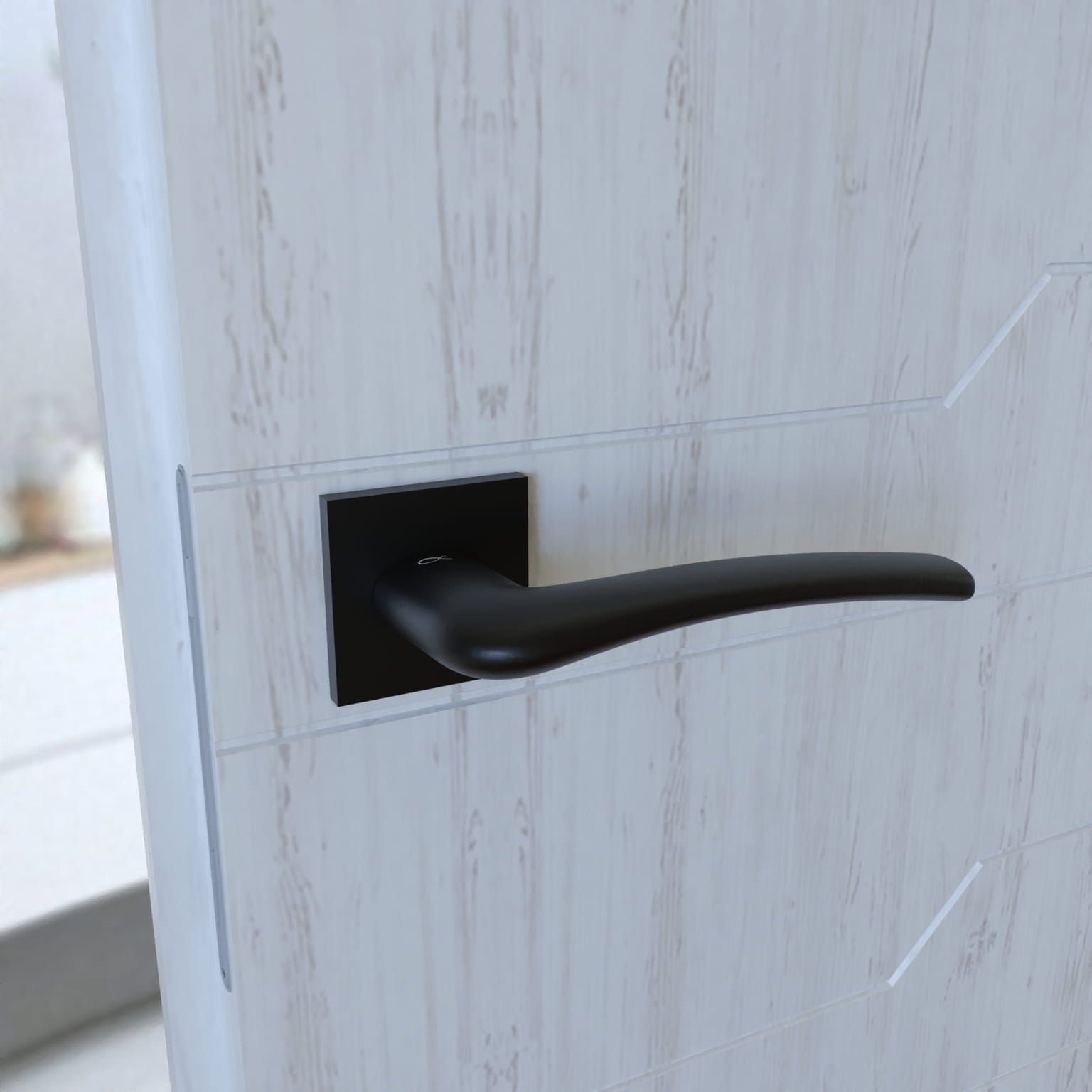 Infinity Line Vento SLIM Schwarz KVNO S B00 - Türgriff auf quadratischer Rosette