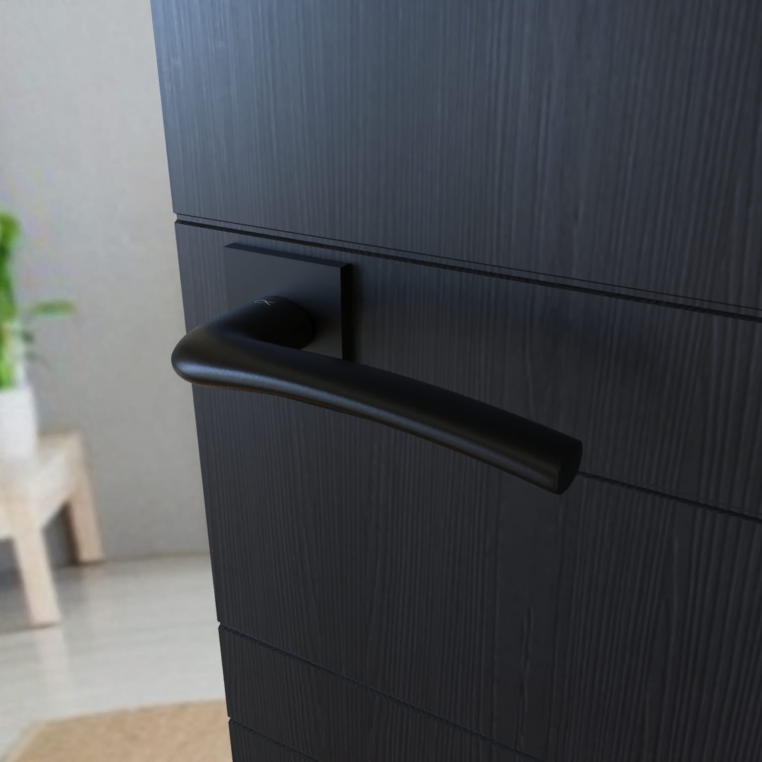 Infinity Line Vento SLIM Schwarz KVNO S B00 - Türgriff auf quadratischer Rosette