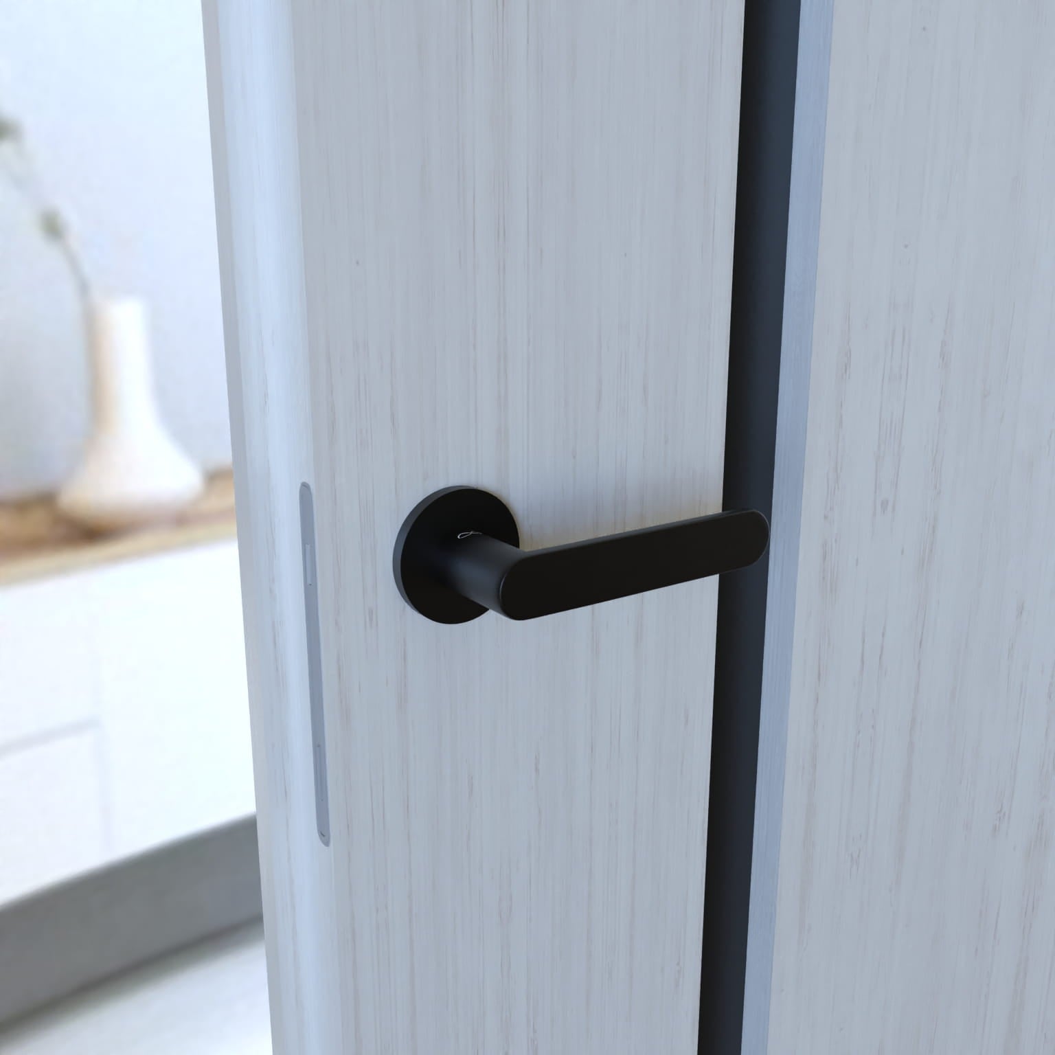 Wenus FIT KWF O B00 Schwarz - Türgriff auf einer Rückplatte