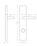 Lara door  - Door Handle on a Backplate - F9 steel