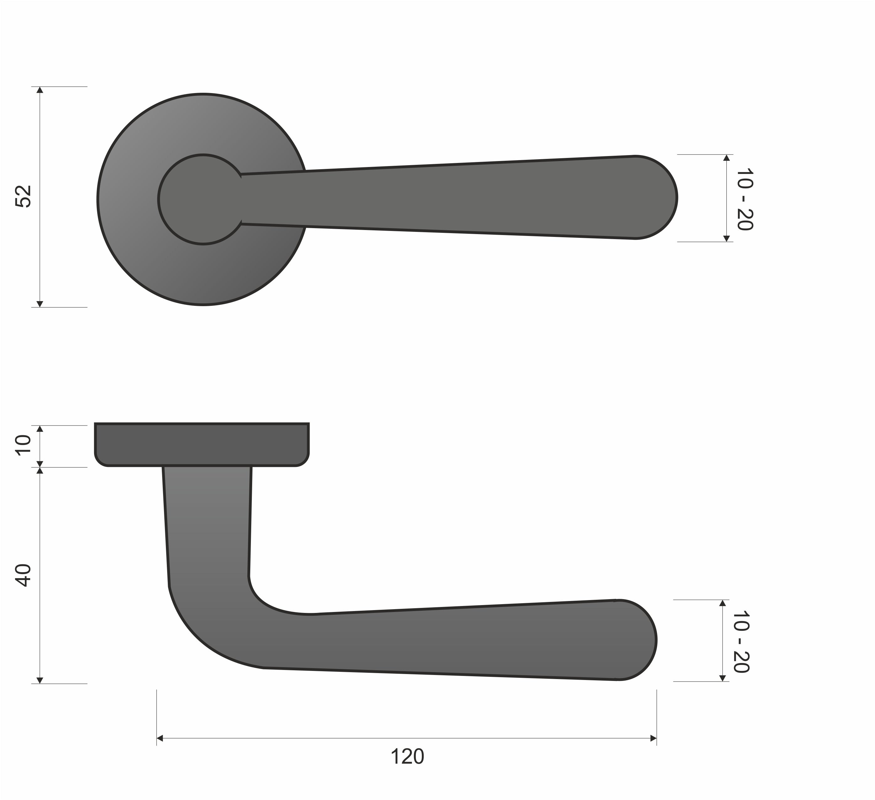 Lea KLE G00 Messing - Türgriff auf runder Rosette