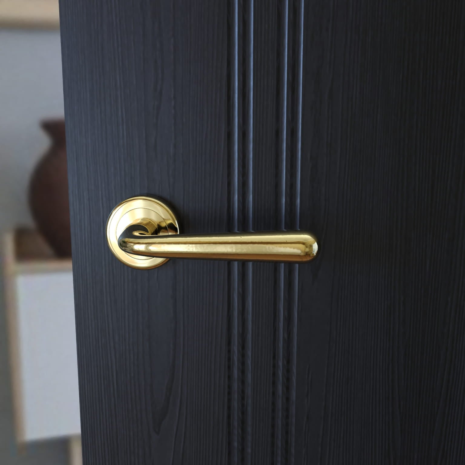 Lea KLE G00 Messing - Türgriff auf runder Rosette