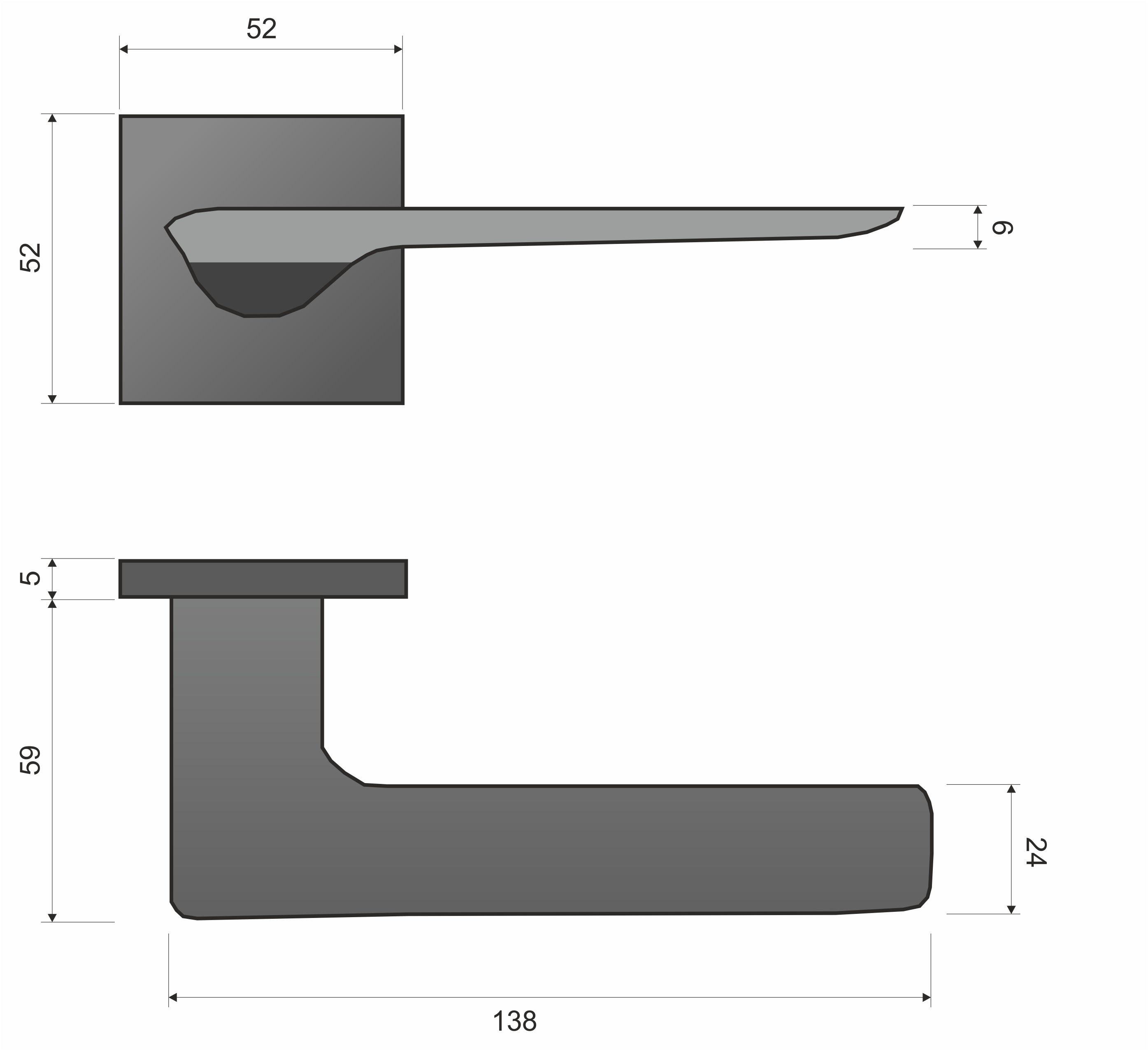 Infinity Line Linea FIT weiß KLIN S 800 - Türgriff auf quadratischer Rosette