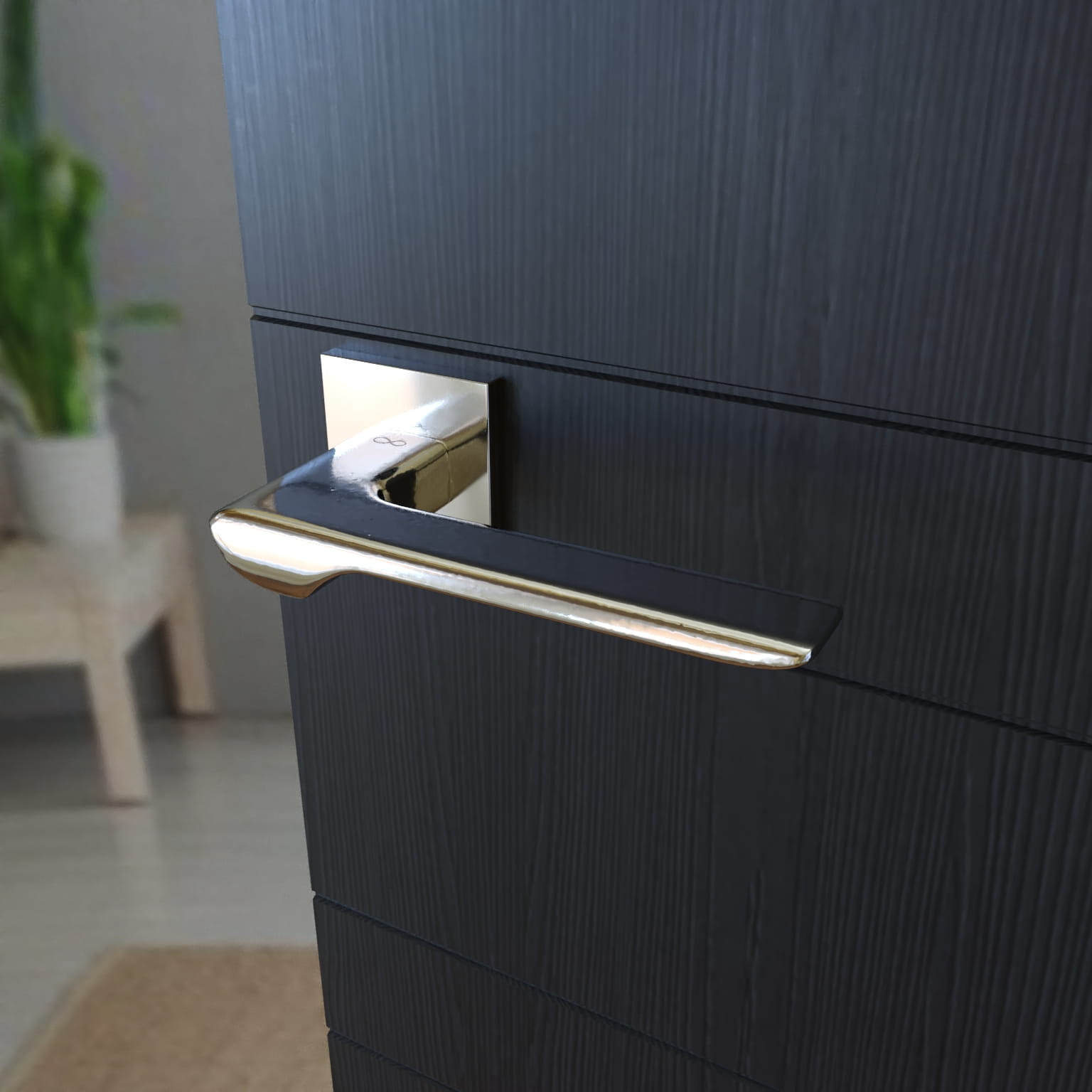Infinity Line Linea SLIM Chrome WEDGE S 700 - Türgriff auf quadratischer Rosette