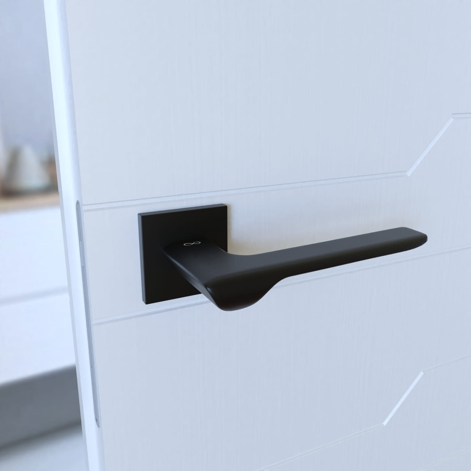 Infinity Line Linea SLIM Schwarz WEDGE S B00 - Türgriff auf quadratischer Rosette