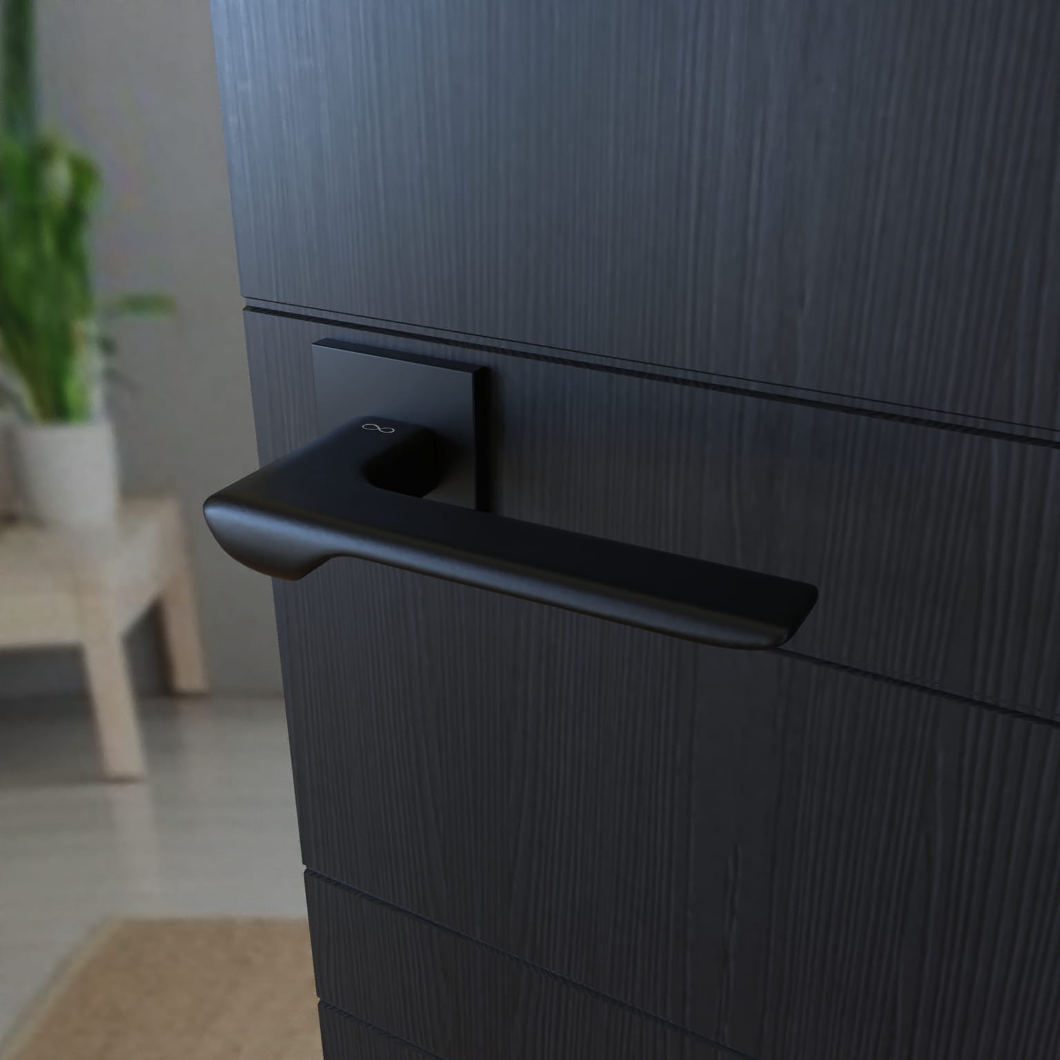 Infinity Line Linea SLIM Schwarz WEDGE S B00 - Türgriff auf quadratischer Rosette
