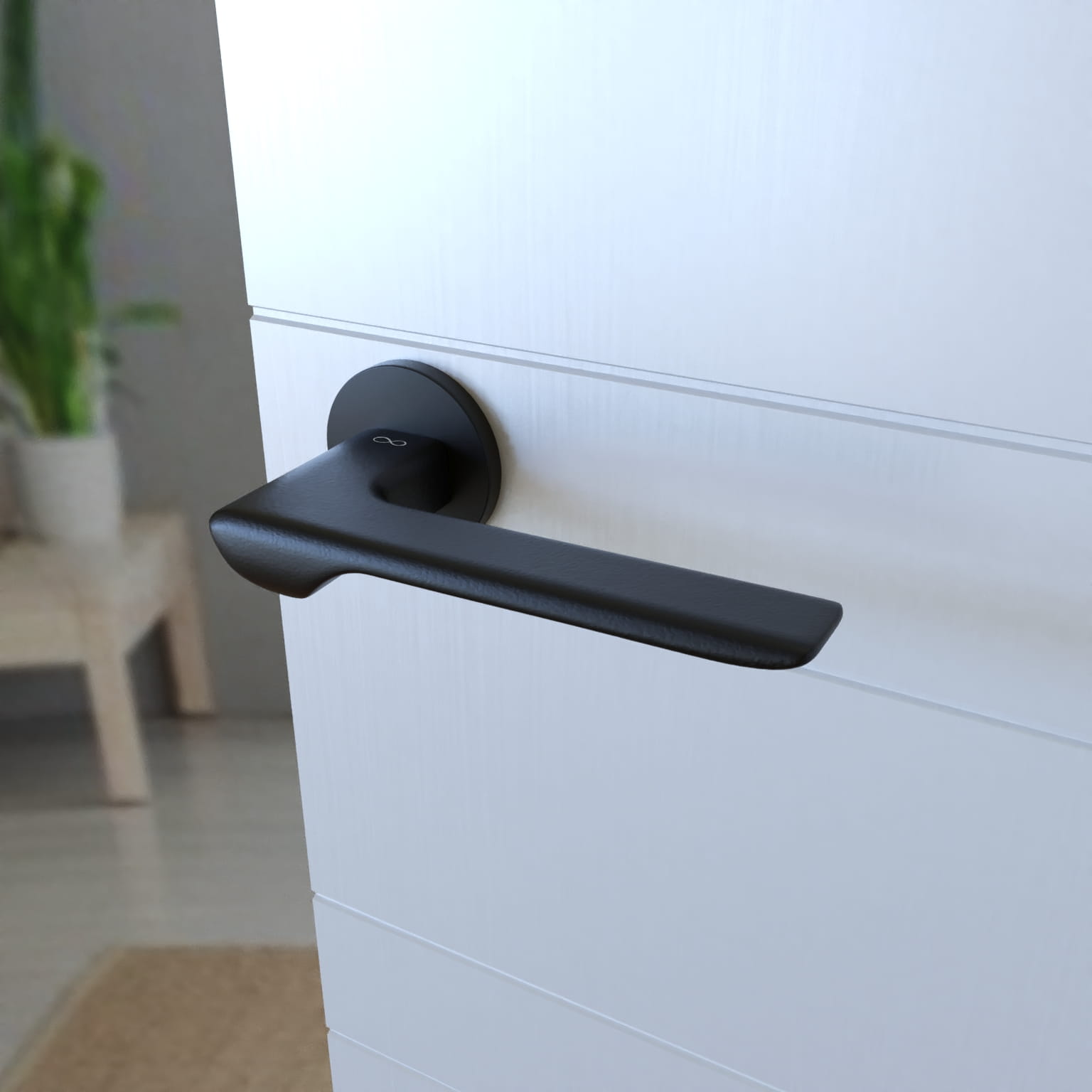 Infinity Line Linea SLIM Schwarz WEDGE S O B00 - Türgriff auf runder Rosette