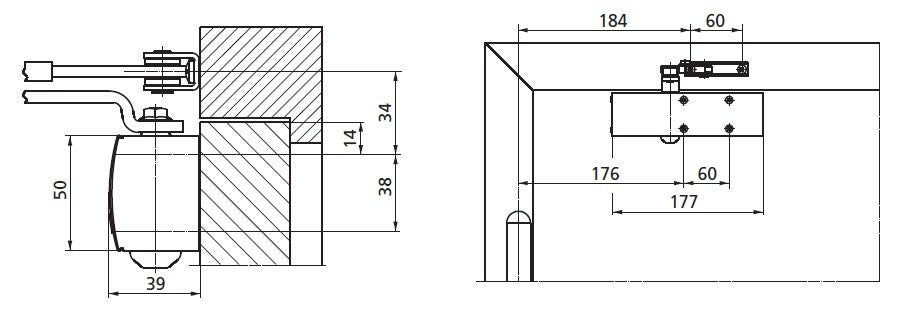 Geze Ts 1500 g Silber - Türschließer mit Gleitschiene
