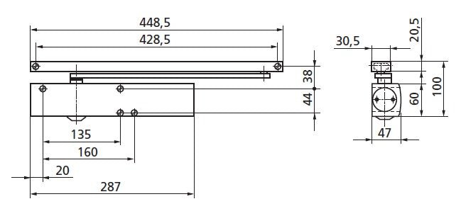 Geze Ts 5000 schwarz - Türschließer mit Gleitschiene