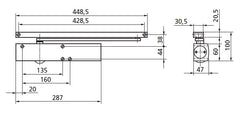 Geze TS 5000 White - door closer with sliding bar