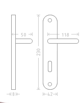 Viola door  - Door Handle on a Backplate - white