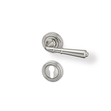 Romantik R - matt nickel - Door Handle on a Round Rose