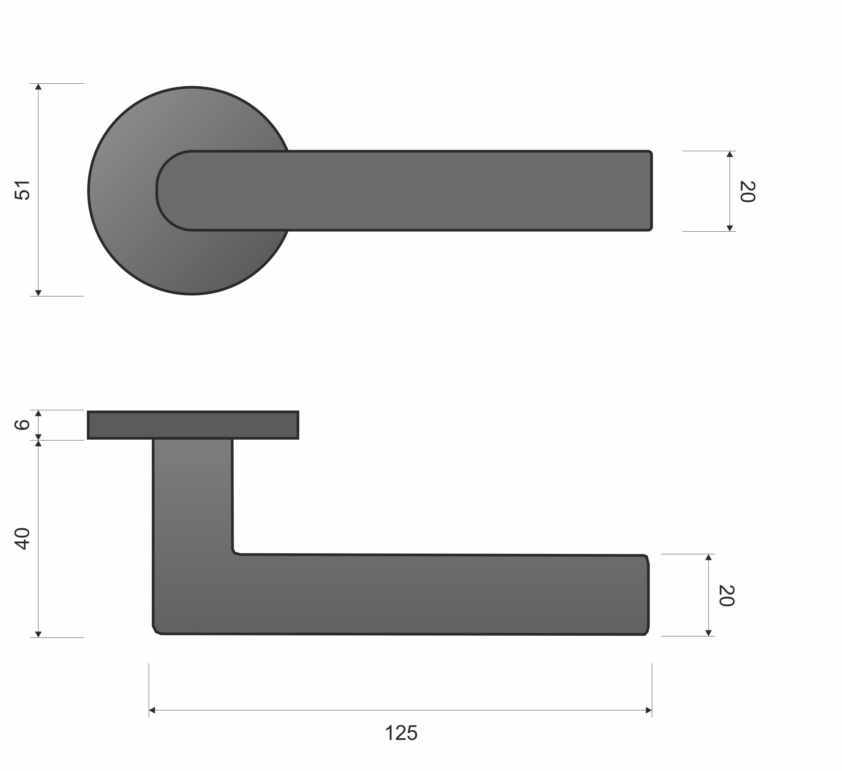 Infinity Line Ronda FIT KRD O BOO schwarz - Türgriff auf runder Rosette