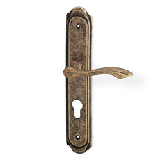 Rustikal Türgriff auf einer Rückplatte - matte Bronze-Patina
