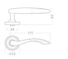 Rustik R - matt bronze patina - Door Handle on a Round Rose
