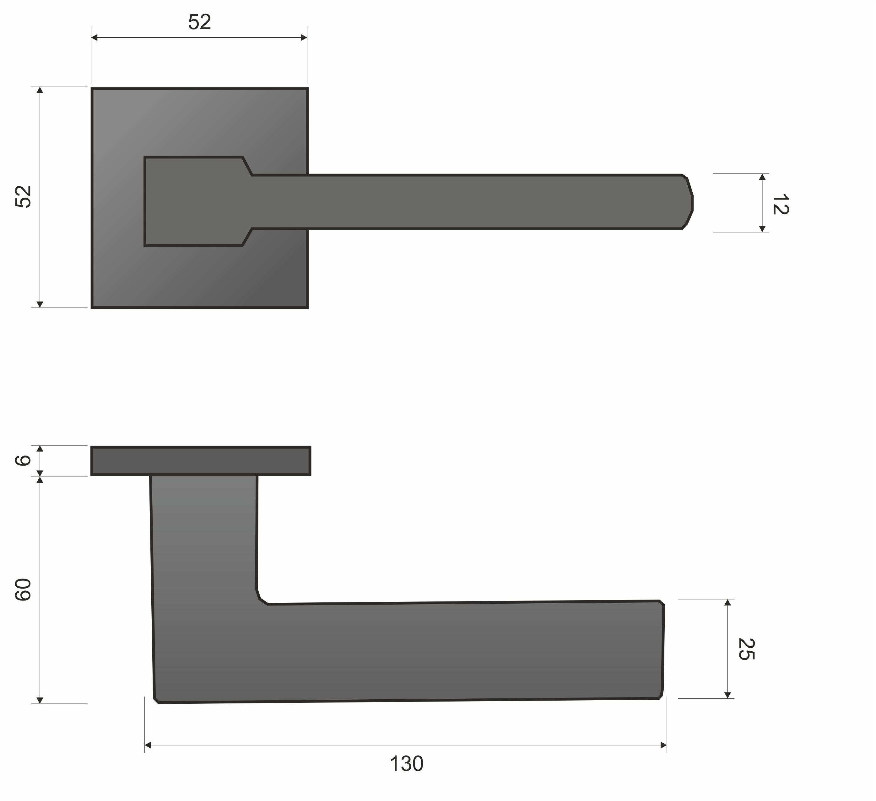 Shark FIT matt chrome KSH M700 - Door Handle on a Square Rose