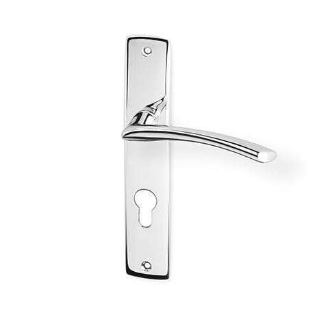 Teardrop door  - Door Handle on a Backplate - chrome