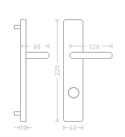 Teardrop door  - Door Handle on a Backplate - chrome