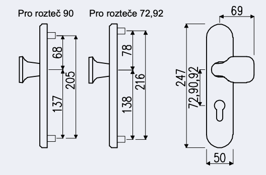 Safety Door Handle R.101.PZ.F9.TB3 - stainless steel imitation