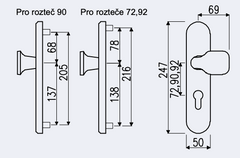 Safety Door Handle R.101.PZ.F9.TB3 - stainless steel imitation