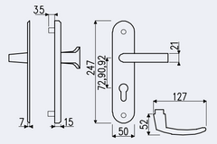 Safety Door Handle R.101.PZ.F9.TB3 - stainless steel imitation
