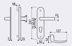 Safety Door Handle R.101.PZ.F1.TB2 - silver anodized