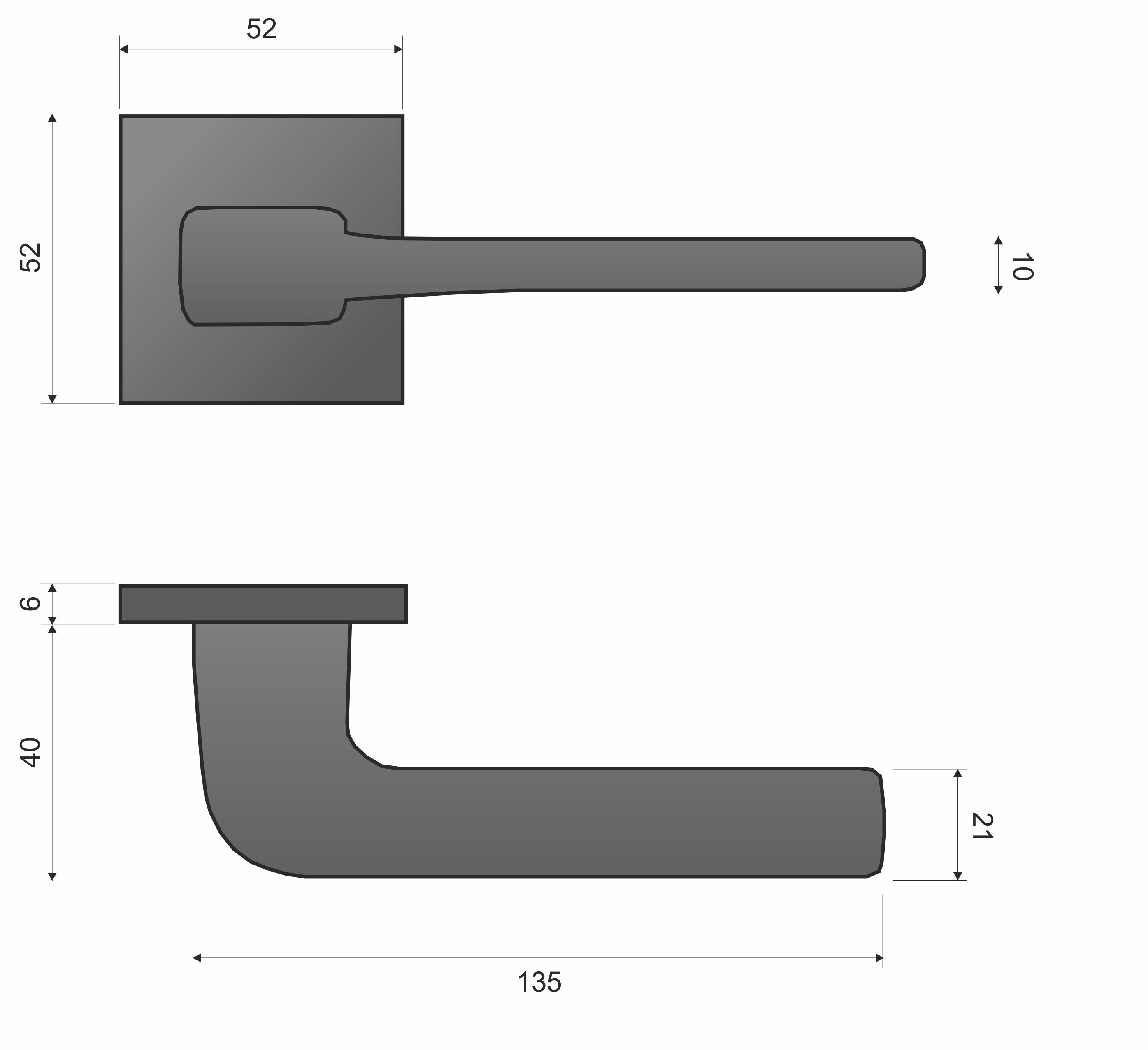 Infinity Line Solo KSO schwarz B00 - Türgriff auf quadratischer Rosette