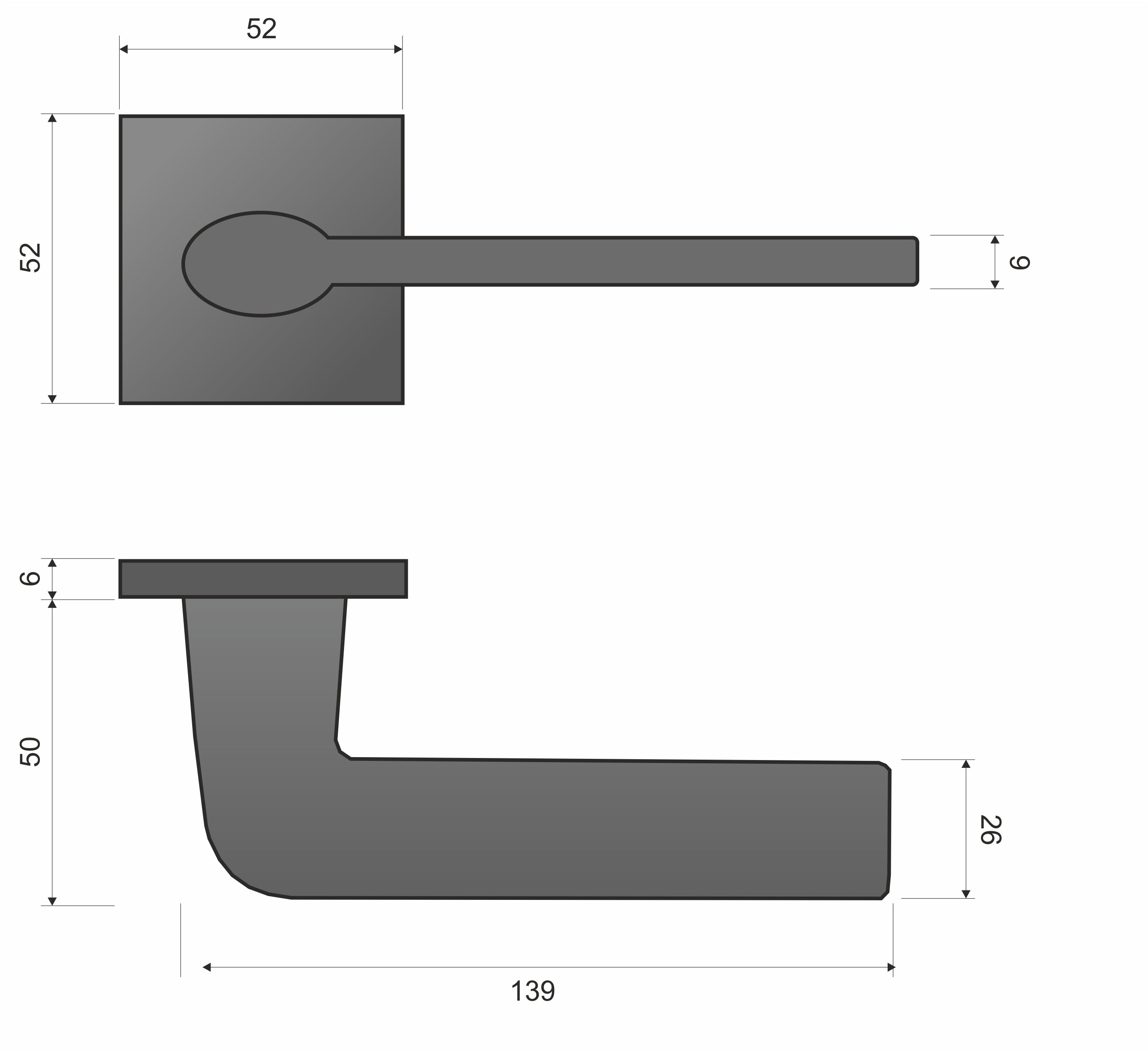 Stinger FIT titanium KSR 200 - Door Handle on a Square Rose