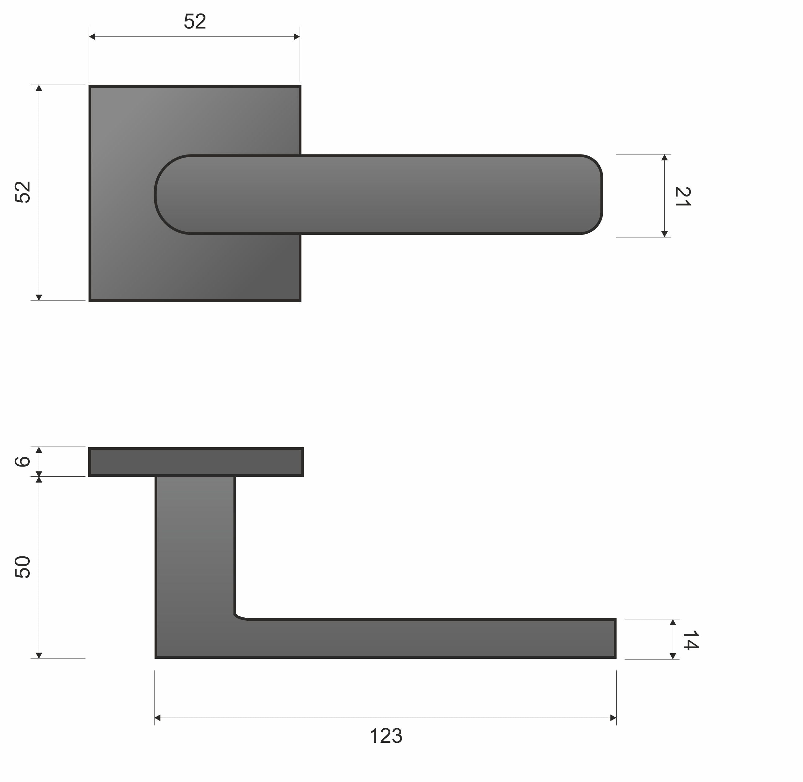 Infinity Line Torino FIT schwarz KTF B00 - Türgriff auf quadratischer Rosette
