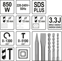 SDS+ Bohrhammer und 13 mm Bohrfutter 850W