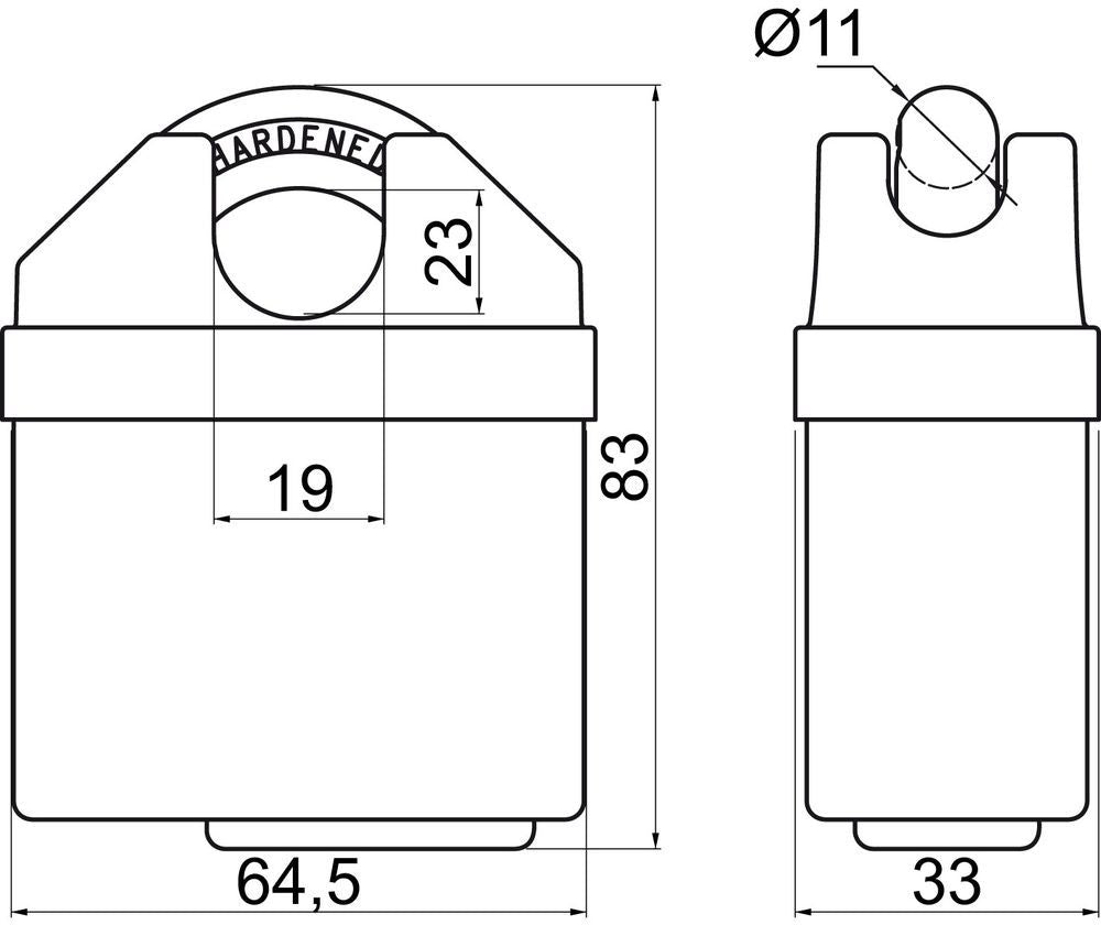 Richter Czech Padlock RV.2HERMES.65 - schwarz - Sicherheitsklasse 2